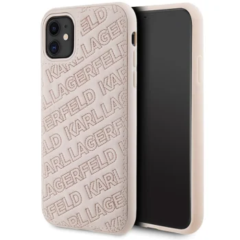 Karl Lagerfeld dėklas iPhone 11 / XR telefonui, Quilted K Pattern, rožinis