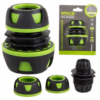 Sodo žarnos jungtis 1/2" ir 3/4" DIVODV žalia/juoda