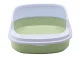 Open Cat Litter Box with Rim and Scoop, 48x38x19 cm, Green