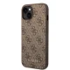 Guess dėklas iPhone 15 Plus telefonui 4G Metal Gold Logo, rudas