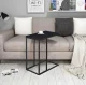C Shaped Side Table for Laptop Faux Marble End Table for Couch ModernHome, Black