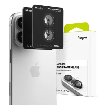 Ringke Camera Frame Protector 2-pack for iPhone 16 / 16 Plus, Black