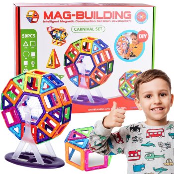 Magnetic Building Blocks Set, 59 Pieces