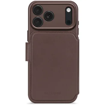 Decoded odinis atverčiamas dėklas iPhone 17 Pro telefonui, rudas