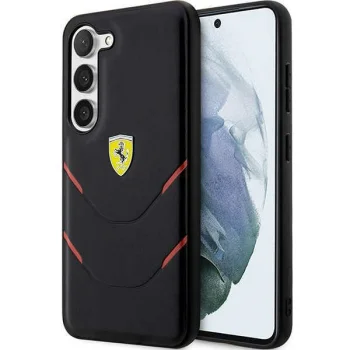 Ferrari Hot Stamp Lines dėklas Samsung Galaxy S23+ telefonui, juodas