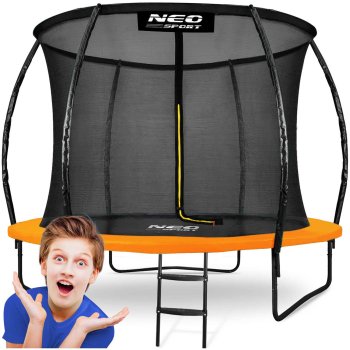 Neo-Sport NS-08C201 sodo batutas su vidiniu tinklu 252 cm (8ft), oranžinis