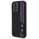 BMW dėklas iPhone 16 Pro telefonui Silicone Cut Tricolor Lines MagSafe, juodas
