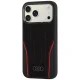 Audi R8 Genuine Leather MagSafe dėklas telefonui iPhone 18 Pro Max / 17 Pro Max, juodas/raudonas