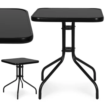 Multigarden Garden Table, 60x60 cm, Tempered Glass, Black
