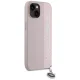 Karl Lagerfeld dėklas iPhone 15 / 14 / 13 Saffiano Rhinestones & Charm, rožinis