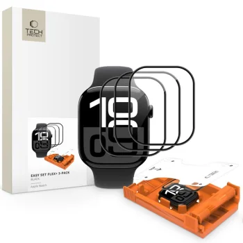 Tech-Protect Easy Set Flex+ hibridinis stiklas Apple Watch 42mm, 3 vnt., Black