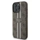 Guess dėklas iPhone 16 Pro telefonui 4G Printed Stripes MagSafe, rudas