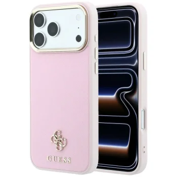 Guess Saffiano Small 4G & Classic Logo MagSafe case for iPhone 18 Pro and 17 Pro, pink