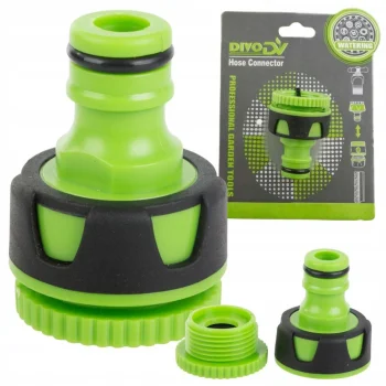 DIVODV Čiaupo jungtis sodo žarnai 1/2" ir 3/4" ABS Žalia/Juoda