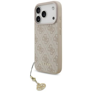 Guess iPhone 17 Pro dėklas 4G Charms Collection MagSafe, rožinis