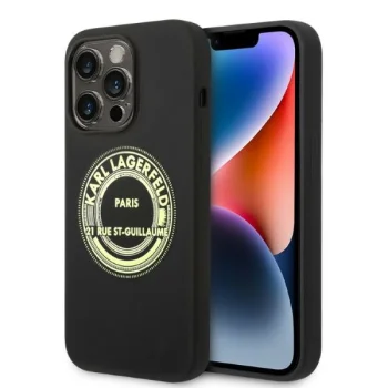 Karl Lagerfeld dėklas iPhone 14 Pro telefonui Silicone RSG, juodas