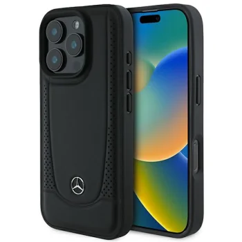 Mercedes dėklas iPhone 16 Pro Max telefonui Leather Urban, juodas