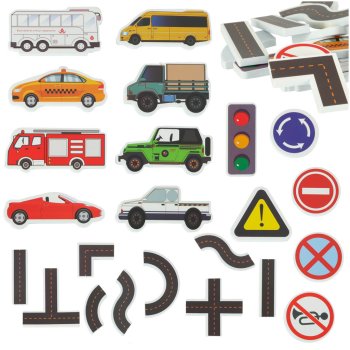 Bath Toy - Foam Puzzle for Kids Cars and Street, 23 pcs