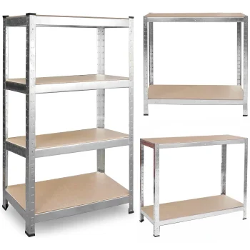 Plonos 470100 Metal Storage Shelving Unit 174 x 80 x 40 cm, Silver
