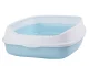 Open Cat Litter Box with Frame and Scoop, 45x34x12 cm, Blue
