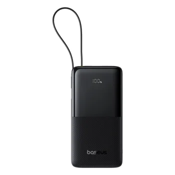 Baseus Bipow 2 20000mah 20W powerbank with digital display built-in USB-C cable - black