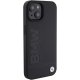 BMW dėklas iPhone 15 Plus telefonui Leather Hot Stamp MagSafe, juodas