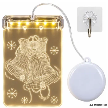 LED kalėdinė lango dekoracija Varpeliai, 6 LED, su baterijomis