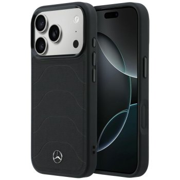 Mercedes Leather Mesh with Bow Line MagSafe dėklas telefonui iPhone 17 Pro Max, juodas