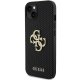Guess Leather Perforated 4G Glitter Logo dėklas iPhone 15 telefonui, juodas