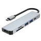 Tech-Protect V4 6-in-1 USB-C šotuvas (HDMI, USB-A, SD/TF), pilkas