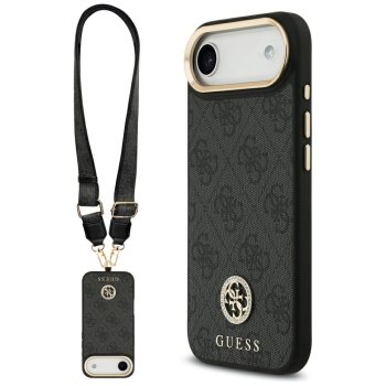 Guess 4G Strass Logo MagSafe dėklas, skirtas iPhone 17 Air, juodas