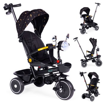 Triratukas-vežimėlis ECOTOYS 131990 su apsukama sėdyne, juodas