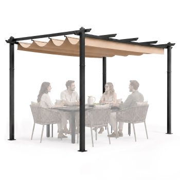 Multigarden sodo ir terasos pergola, 3x4 m, plieninė, smėlio spalvos