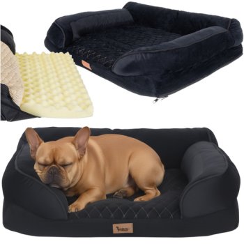 Purlov S Ergonomic Pet Bed 65x55x18 cm, Black