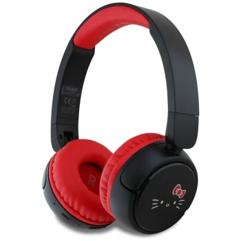 Hello Kitty Face Logo Bluetooth ant ausų dedamos ausinės, raudonos