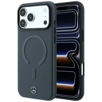 Mercedes-Benz Leather 3D MagSafe dėklas iPhone 18 Pro Max / 17 Pro Max, antracito