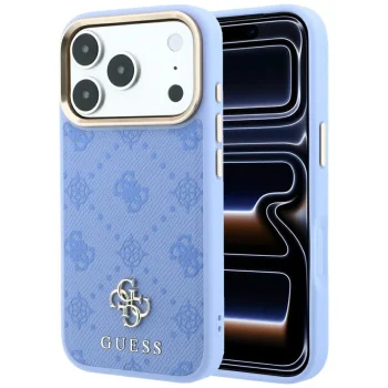 Dėklas Guess Peony 4G Small Logo MagSafe skirtas iPhone 18 Pro / 17 Pro, šviesiai mėlynas