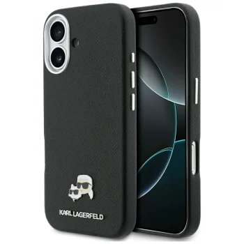 Karl Lagerfeld Karl & Choupette Saffiano MagSafe dėklas iPhone 17, juodas