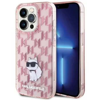 Karl Lagerfeld Monogram Choupette dėklas, skirtas iPhone 15 Pro Max, rožinis