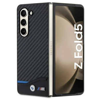 BMW Leather Carbon dėklas skirtas Samsung Galaxy Z Fold 5, juodas