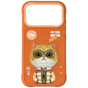 Nimmy Cool&Cute 2.0 Cat dėklas iPhone 17 Pro, oranžinis