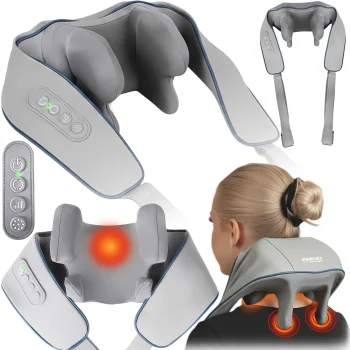 Belaidis kaklo ir nugaros Shiatsu masažuoklis Neo-Sport NS-505 su šildymu