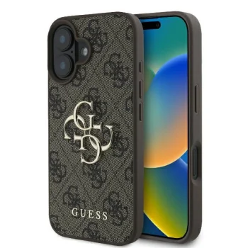 Guess 4G Big Logo dėklas, skirtas Apple iPhone 16, rudas