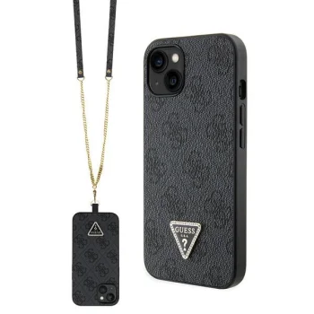 Guess Crossbody 4G Metal Logo dėklas iPhone 14 Pro telefonui, juodas