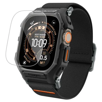 Spigen Lite Fit Pro Strap and Tempered Glass for Apple Watch Ultra 49mm, Matte Black