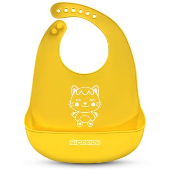 Ricokids silikoninis seilinukas su kišene, geltonas