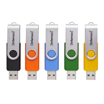 USB atmintinė Intenso Office Line 5x 64 GB USB 3.2 Gen 1 pakuotė, 5 vnt., įvairių spalvų