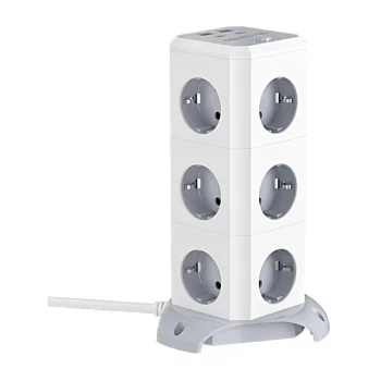 Vertikalus ilgintuvas BlitzWolf BW-EC3, 12 lizdų, 2x USB-A, 2x USB-C, 1.8m