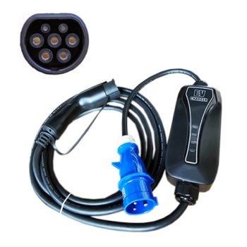 Nešiojamas elektromobilio įkroviklis Hismart 144808, Type 2 į CEE Blue, 32A, 7.2kW, 5m
