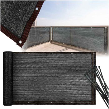 Balcony Privacy Screen with PVC Mesh, 105x500 cm, UV protection, Black